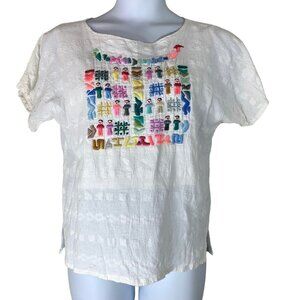 Vintage Hand Embroidered Shirt Elohim Size Large Made in Guatemala